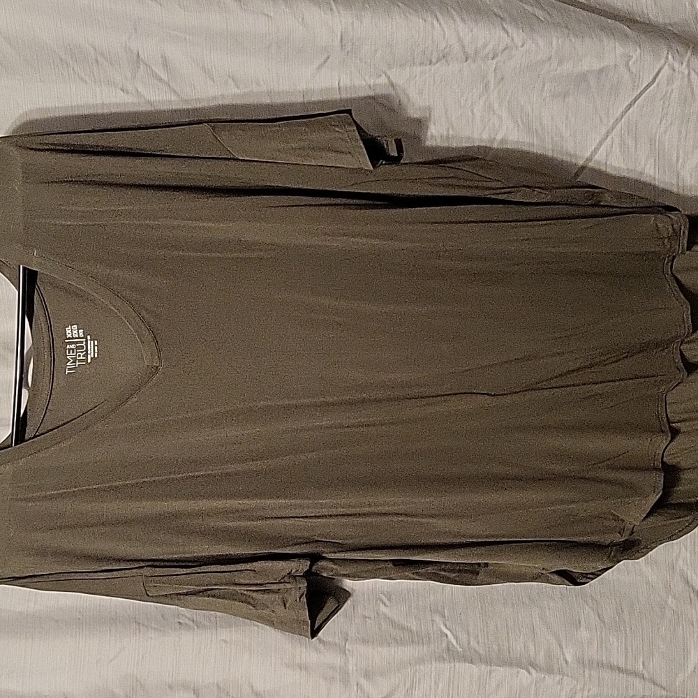 Olive Green, long, spandex fabric blouse